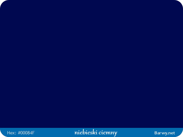 Kolor RGB HEX 00084F niebieski ciemny Night blue